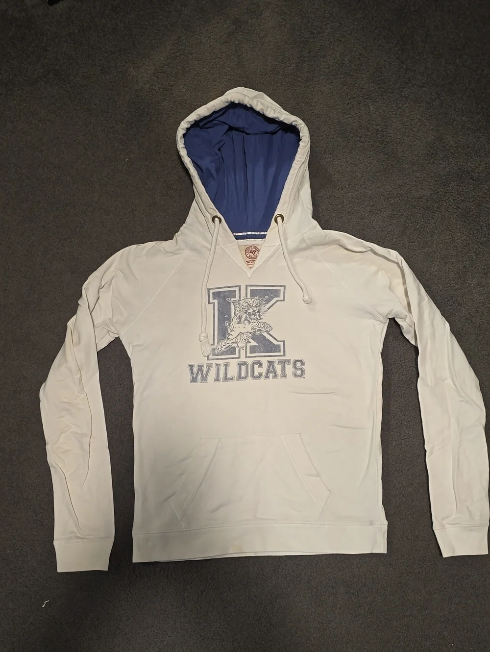 47 Men’s Wildcats Crewneck Hoodie - White with Blue Lining - Picture 1 of 6